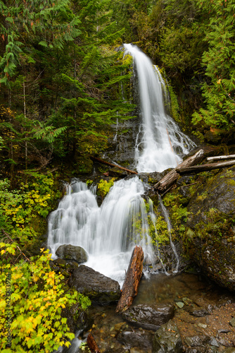 Fall Creek Falls flowing in Mount Rainier National Park in Washington State