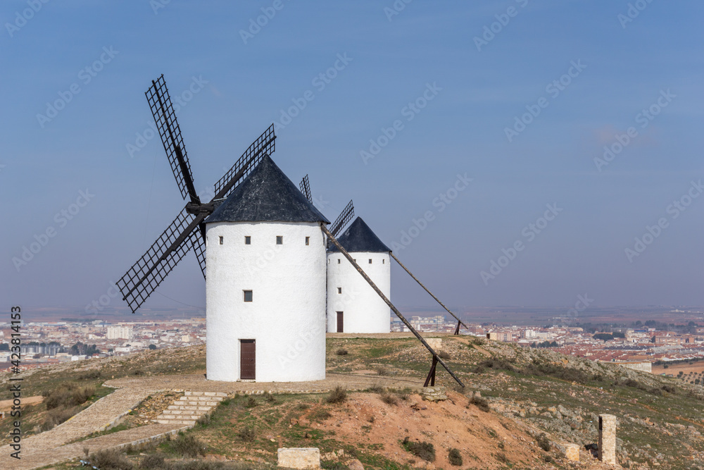 the windmills of La Mancha in the hills above San Juan de Alcazar