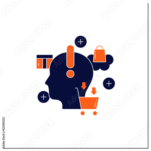 Conscious consumption glyph icon. Thoughtful shopping. Thoughtful spending money. Buying necessary things.Conscious buying concept.Filled flat sign. Isolated silhouette vector illustration