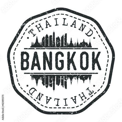 Bangkok, Thailand Stamp Skyline Postmark. Silhouette Postal Passport. City Round Vector Icon. Vintage Postage Design.