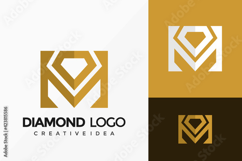 Letter M Luxury Diamond Logo Vector Design. Abstract emblem, designs concept, logos, logotype element for template.