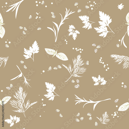 Seamless vector pattern Spices, herbs and seasonings
