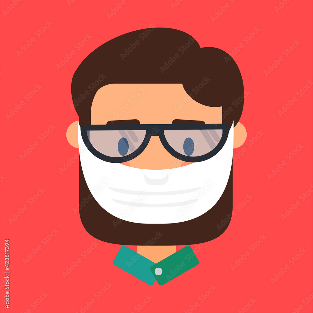 Asian man in face mask vector icon
