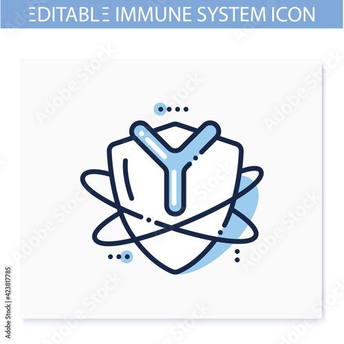 Antibodies line icon. Immunoglobulin. Immune system concept. Immunology. Body defence system. Health, immunity, disease prevention. Isolated vector illustration. Editable stroke