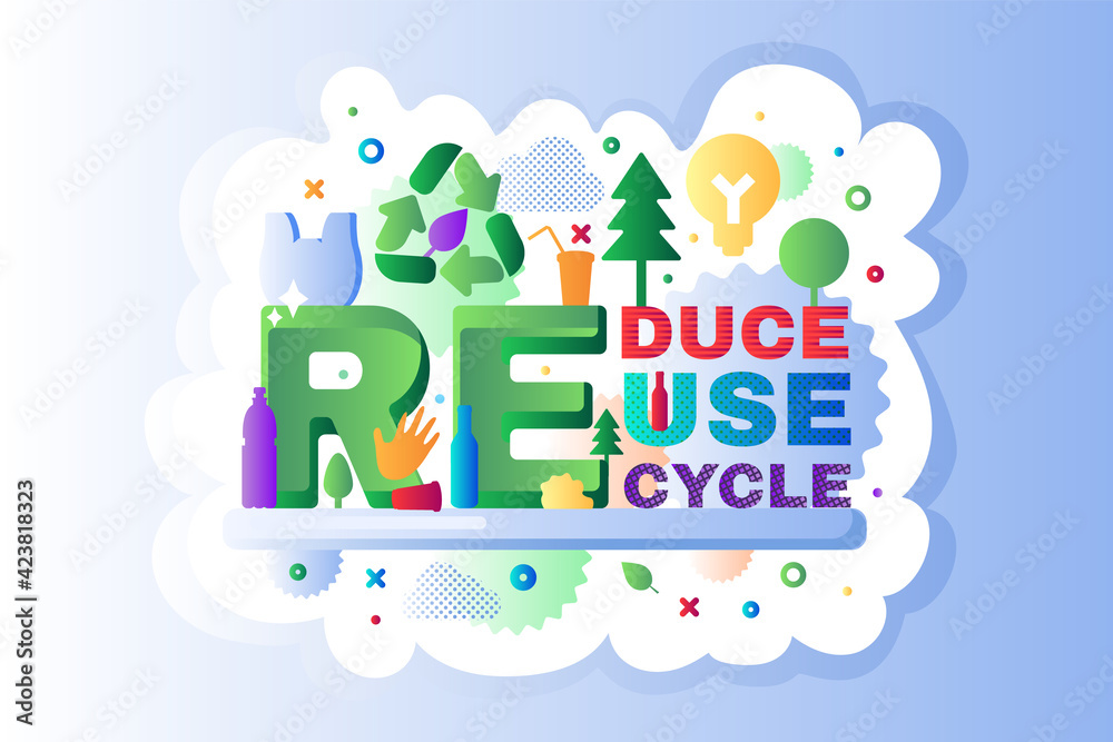 Obraz premium Recycle waste logo icon outline vector infographic