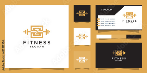 Letter z fitness logo and business card template