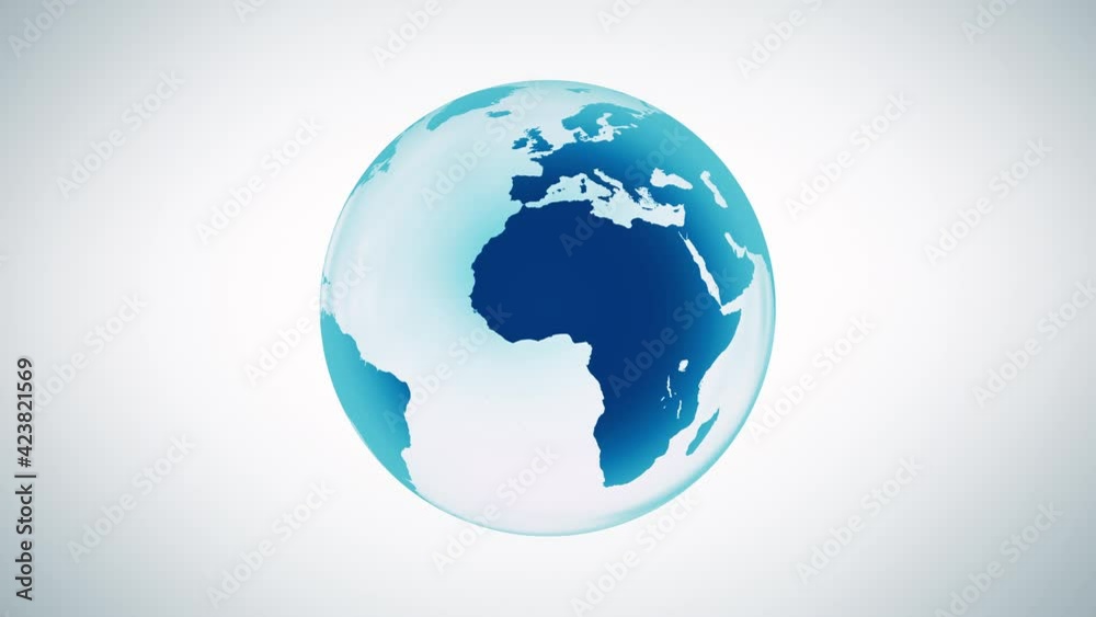 blue planet map animation on white background