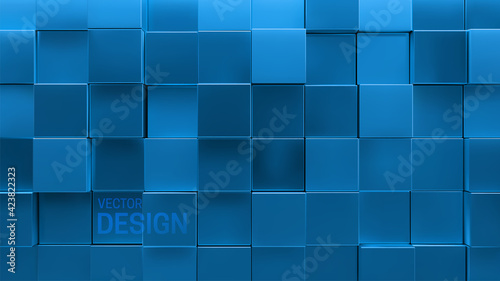 Blue cubic background. photo