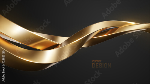 Golden intertwined shapes. Jewelry pattern