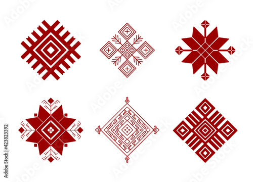 Belarus ethnic ornament. Slavic red geometric pattern. Perfect for logo design, web design, card, poster, packing design, fabric print, sublimation printing on t shirt, mug, bag,