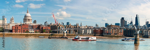 London, panoramic view over Thames river with St. Paul and Londo photo