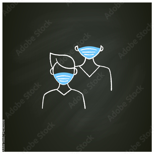 Junior chalk icon. Younger student. Freshman, first-year student. Protection from other people. Training. Professional development. Isolated vector illustration on chalkboard