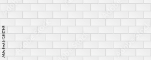 subway tile background. white seamless patter for kitchen backsplash  bathroom wall  shower. ceramic vector texture