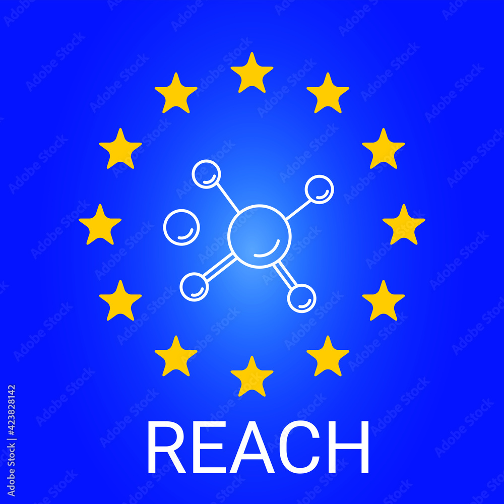 REACH - Registration, Evaluation, Authorisation and Restriction of Chemicals. European Union regulation. Vector illustration background