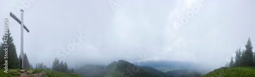 Panorama view from Hoernle mountain in Bavaria, Germany, in summertime