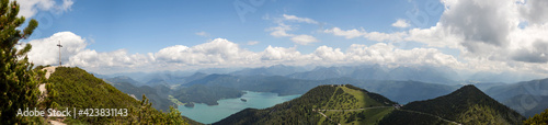 Panorama view from Herzogstand mountain in Bavaria, Germany