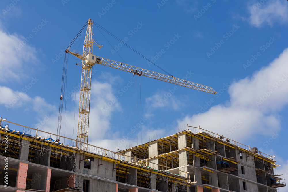 Construction of an apartment building. Multi-storey construction