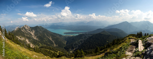 Panorama view from Heimgarten mountain in Bavaria, Germany
