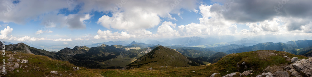 Panorama view from Hoher Fricken mountain in Bavaria, Germany