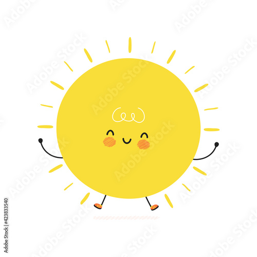 Cute funny Sun character. Vector hand drawn cartoon kawaii character illustration icon. Isolated on white background. Sun character concept