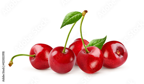 Fresh cherry fruit isolated on white background. Cherry isolated.