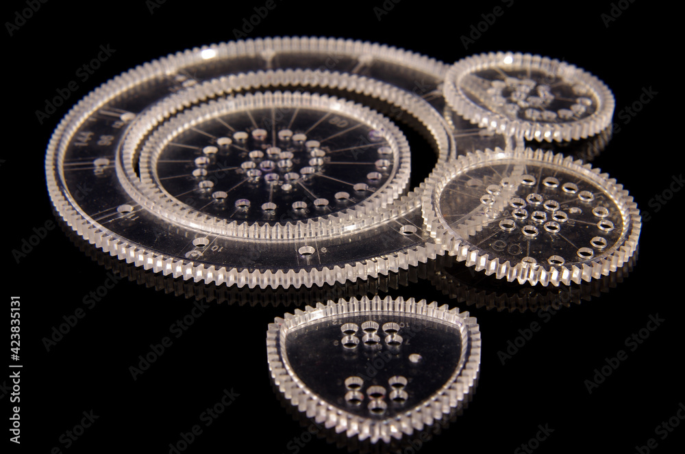 Spirograph gear isolated on the black Spirograph gear isolated on the black