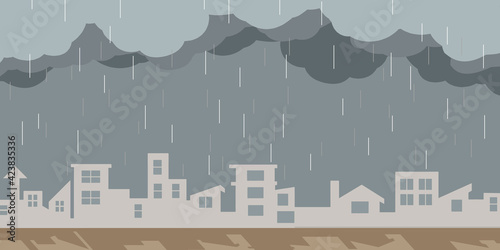 街並み　雨