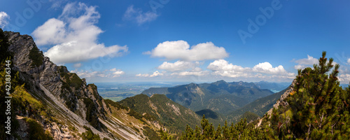 Panorama view of Estergebirge mountains in Bavaria, Germany