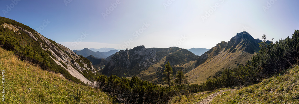 Panorama view Hochmiesing mountain in Bavaria, Germany
