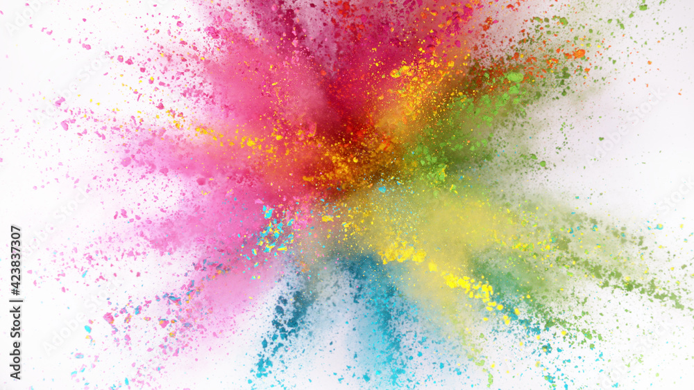Explosion of colored powder