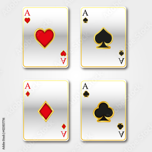 Playing cards set of aces
