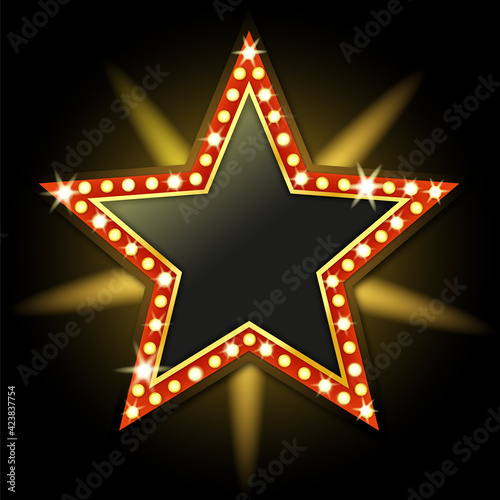 Golden star on black background