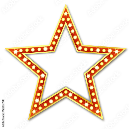 Golden star symbol glowing with lamps