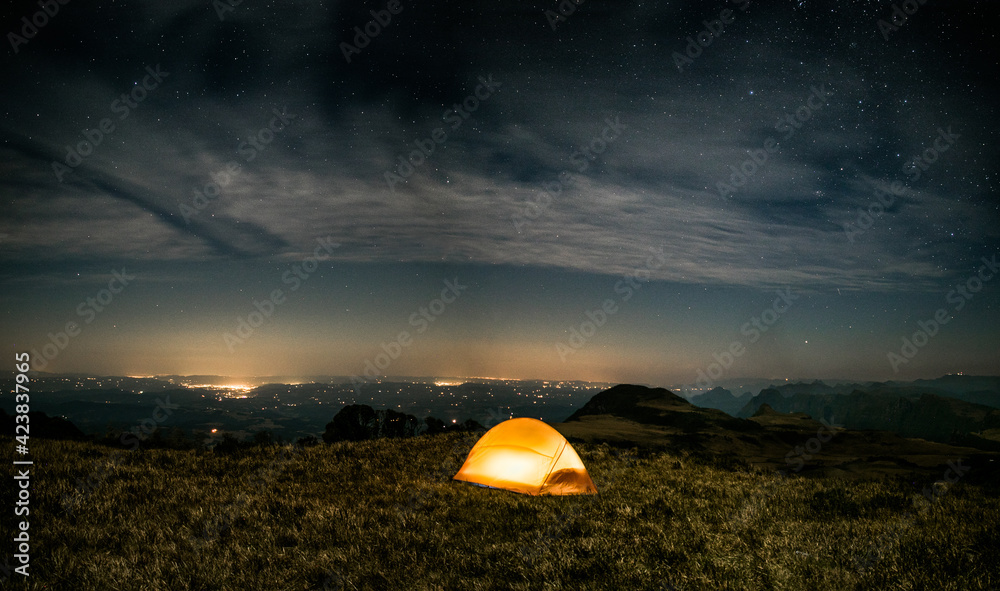 Tent in the starry night