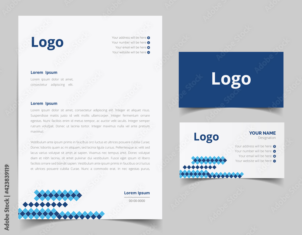 Business card and letterhead design set. Corporate and business style ...