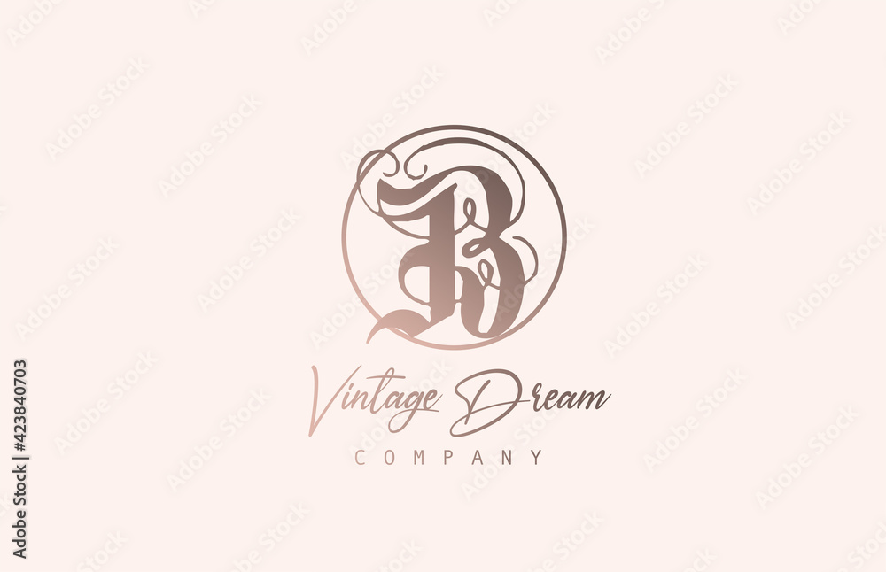 B brown pastel color alphabet logo letter icon. Vintage design concept for company and business. Corporate identity with unique retro style B brown pastel color alphabet logo letter icon. Vintage design concept for company and business. Corporate identity with unique retro style