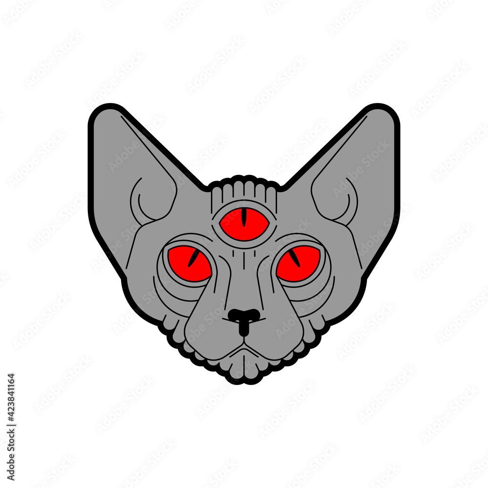 Cat Demon. Satanic symbol. Satan with cat head. Devil symbol pentagram ...