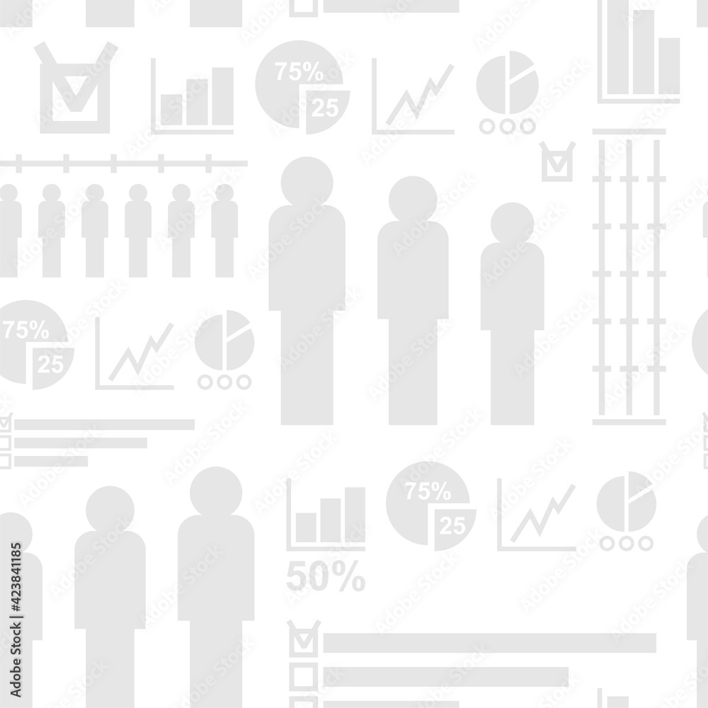 Statistics pattern seamless. Graph and chart background. vector texture