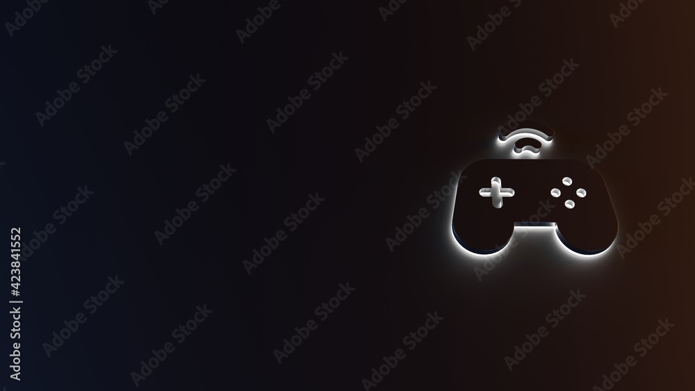 3d rendering of white light stripe symbol of gamepad on dark background 3d rendering of white light stripe symbol of gamepad on dark background