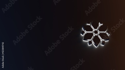 3d rendering of white light stripe symbol of flora on dark background