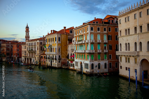 landscape with street and grand canal in Venice, Italy