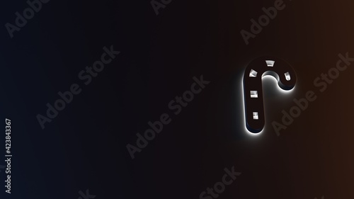 3d rendering of white light stripe symbol of candy on dark background