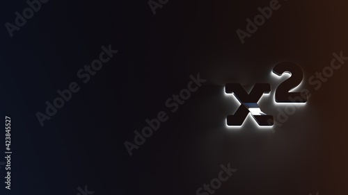 3d rendering of white light stripe symbol of superscript on dark background photo