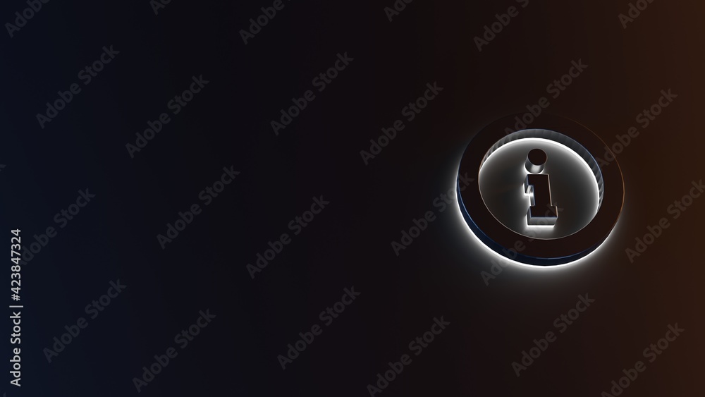 3d rendering of white light stripe symbol of info on dark background 3d rendering of white light stripe symbol of info on dark background