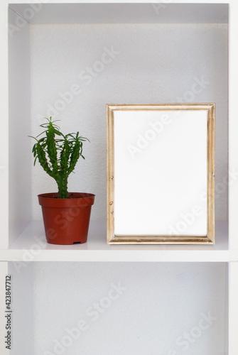 Mock up frame with white blank card. Mockup Template with copy space for your design or text. © Melashacat