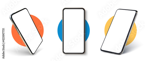 Realistic UI, UX phone mockup. Smartphone blank screen, phone mockup. Template for infographics or presentation UI design interface. Cellphone frame with blank display