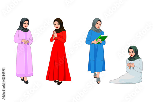 The collection of Muslim women wearing hijab