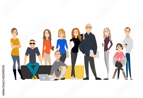Business team character set format. Flat vector illustration isolated on white background
