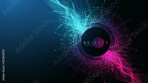Science information banner template background for your presentation, posters, flyer, brochure, book cover, banners. Scientific or chemistry concept. Scientific vector illustration.