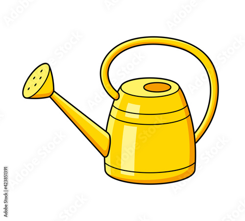 Yellow watering can isolated cartoon vector